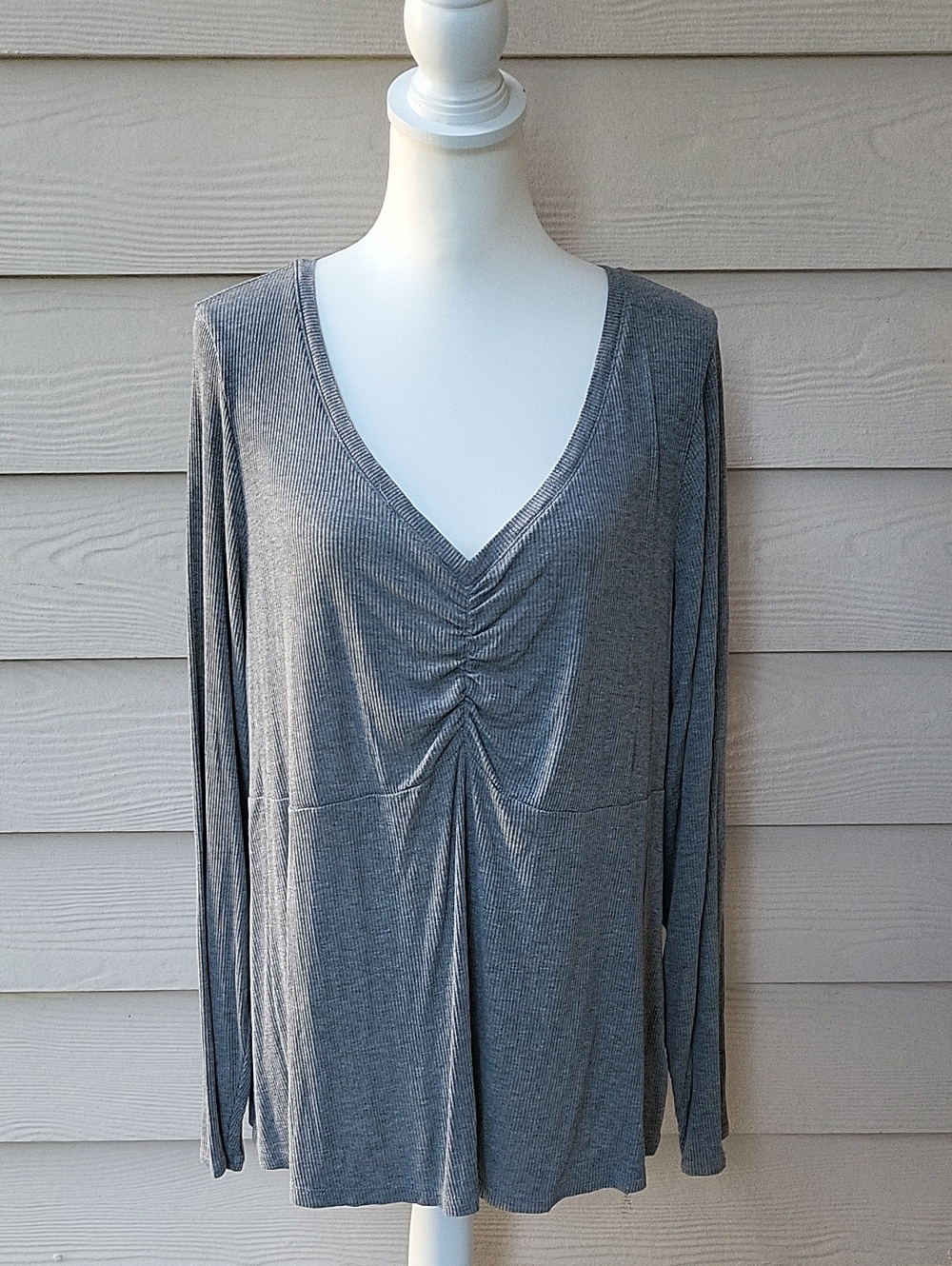 Torrid Super Soft Ribbed Sleep Top Size 3X Gray Ruched Lounge Shirt